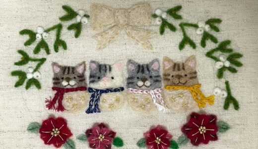 寄生木ヤドリギの特徴と花言葉・羊毛フェルト刺繍の作り方【クリスマスの額飾り】