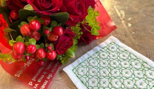 絹糸で作る十字花刺しのコースター【刺し子】母の日のプレゼント