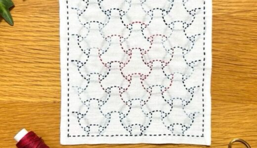 丸くて可愛い刺し子ふきん「丸毘沙門」の作り方・模様の意味【seria】