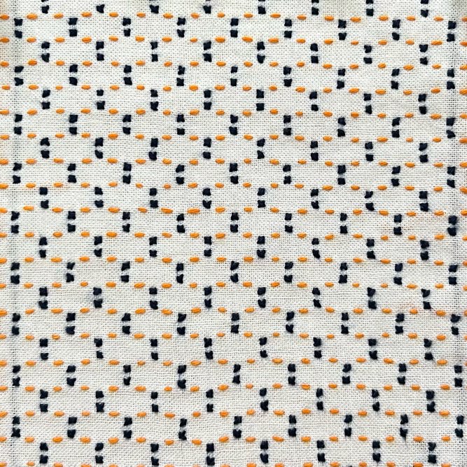 セリアの刺し子ふきん「一目干網」模様。漁網のような規則的な網目模様。