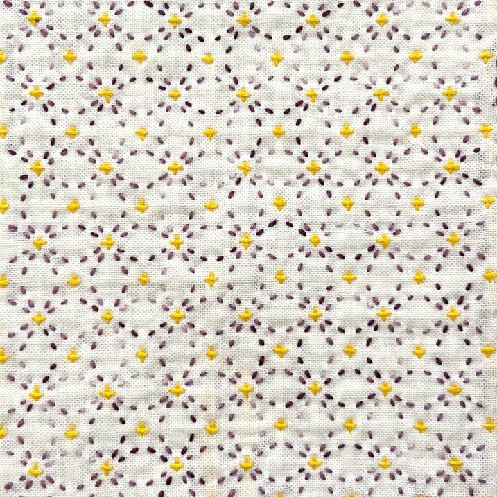 セリアの刺し子ふきん「紫陽花」の模様。小花が集まった上品な模様。