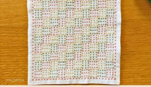 💠【セリア（Seria）】刺し子ふきん「三崩し」の作り方とコツ｜美しい石畳模様のふきん