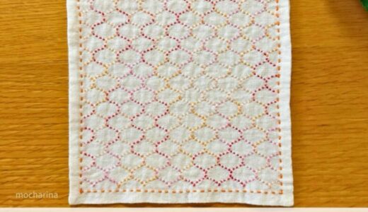 🐟【セリア（Seria）】刺し子ふきん「干網」の作り方とコツ｜伝統の漁網柄で味わい深く