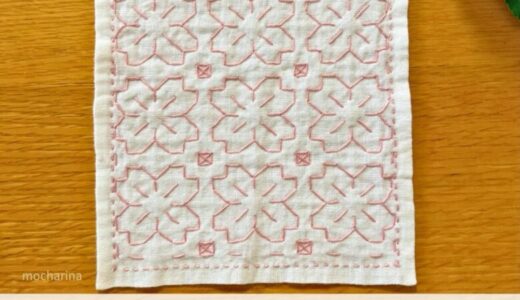【セリア（Seria）】刺し子ふきん「桜の花」の図案の描き方と作り方・変わり米刺し使用【アレンジ】