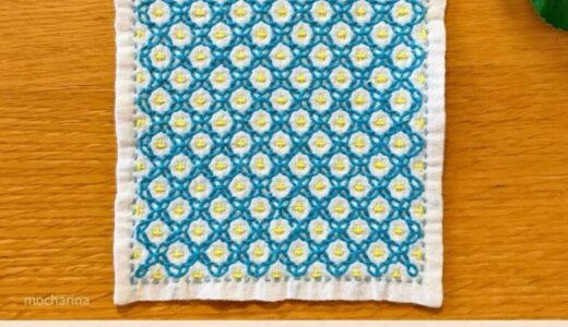 🌸【セリア（Seria）】刺し子ふきん「十字花刺し」の作り方とコツ｜上品な花模様の伝統柄