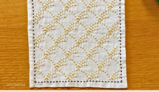 🍂秋風を感じる【セリア（Seria）】刺し子ふきん「野分」の作り方とコツ｜風の流れを描く上品な伝統模様