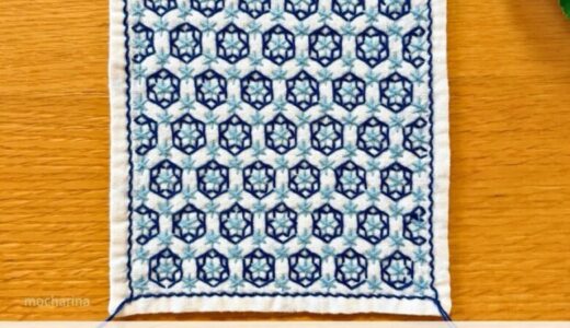 【セリア（Seria）】刺し子ふきん「雪の結晶」の作り方｜変わり亀甲を使った美しいふきん【アレンジ】