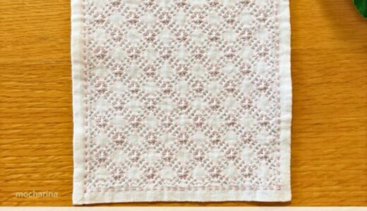 🌸【セリア（Seria）】刺し子ふきん「花菱」の作り方とコツ｜華やかで女性らしい伝統模様