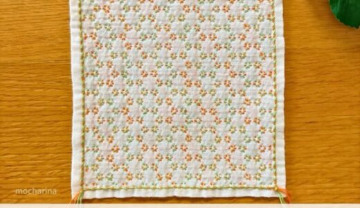 🍊【セリア（Seria）】初心者向け！刺し子ふきん 「角亀甲つなぎ」の作り方とコツ｜六角形が連なる伝統模様