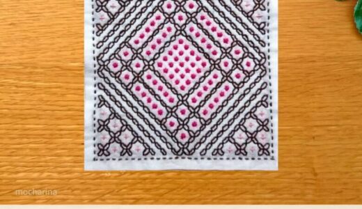 🍓【セリア】刺し子ふきん「和柄MIX」の作り方｜ストロベリーチョコのようなやさしい色合い