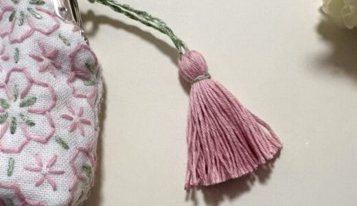 🌸刺し子糸で作る2色タッセルの作り方｜がま口に合わせた春色アレンジ