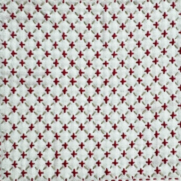 セリアの刺し子ふきん「変わり米刺し」の写真。
