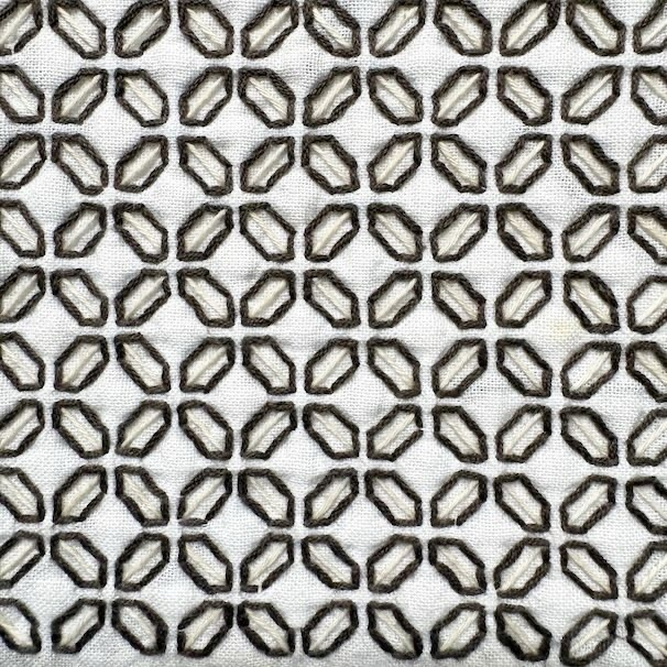 セリアの刺し子ふきん「角七宝」の写真。