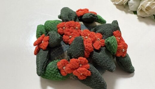 🌼【ちりめん細工】金木犀（キンモクセイ）のつるし飾りの作り方｜秋を彩る可愛い花飾り