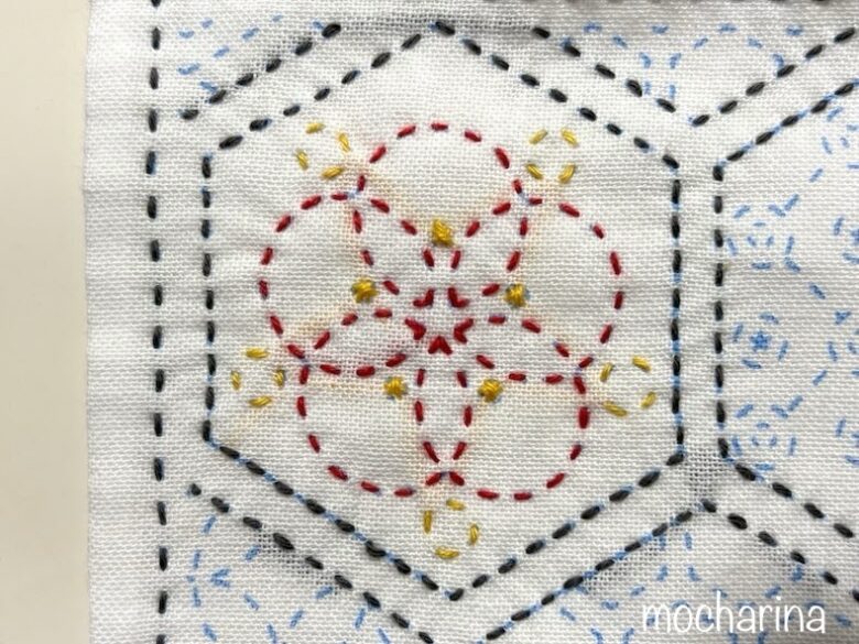 梅の花の刺し子模様の写真。