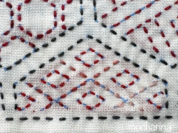 刺し子の二重菱の写真。