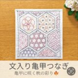 🍁【セリア（Seria）】刺し子ふきん「文入り亀甲つなぎ」の作り方｜8種類の模様を秋色で刺しました