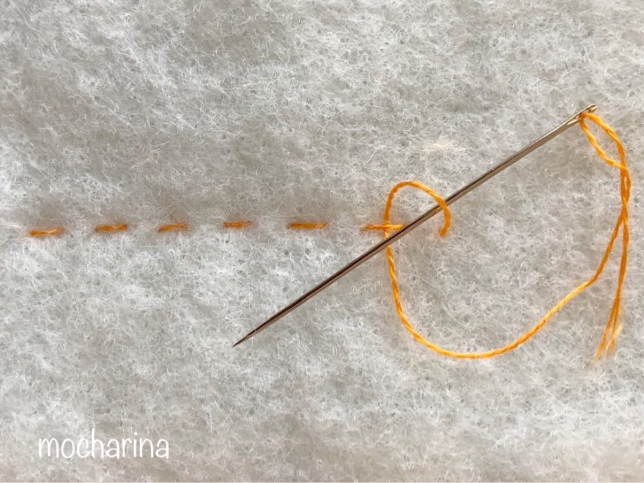 刺繍の縫い終わりの仕方の写真。