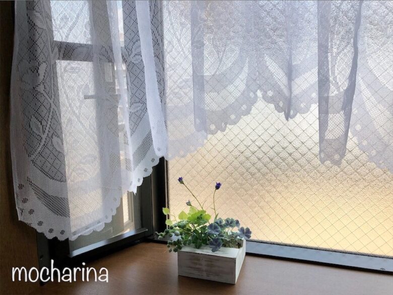 カーテン作り 100均のレースのれんで作る出窓カーテン Mocharina 布あそび